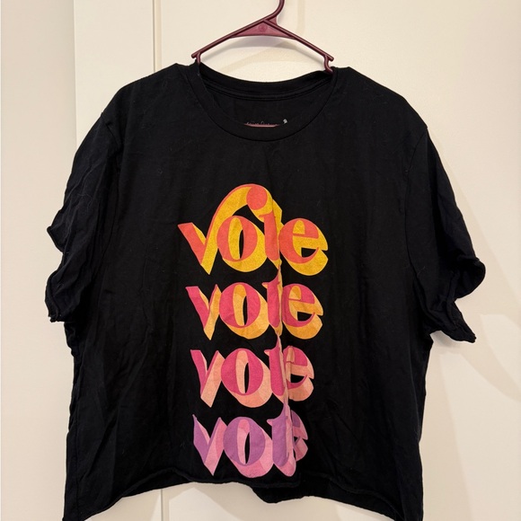 Tops - “Vote” Graphic Crop Top with Raw Hems